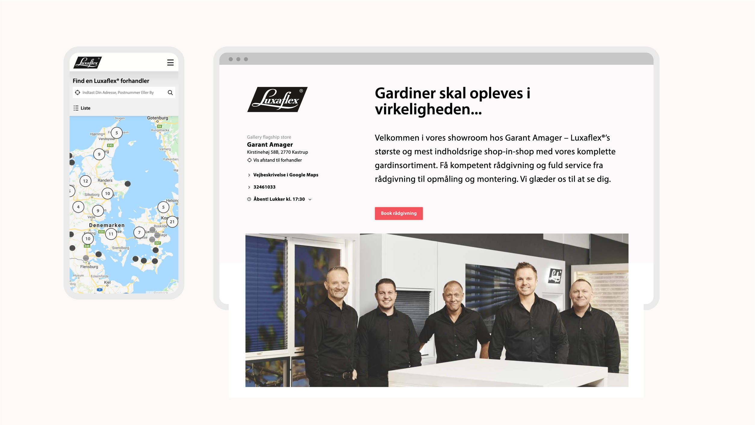 Design dealer locator Luxaflex webshop