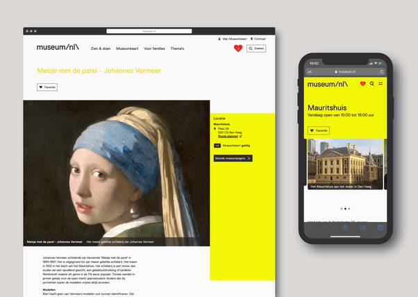 Meisje met de parel website desktop en mobiel museum.nl design door Fabrique