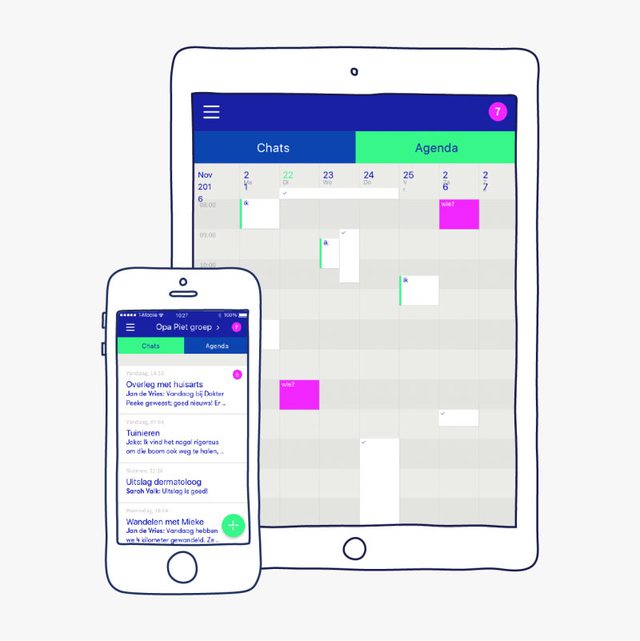 Fello app voor mantelzorgers - tablet en smartphone