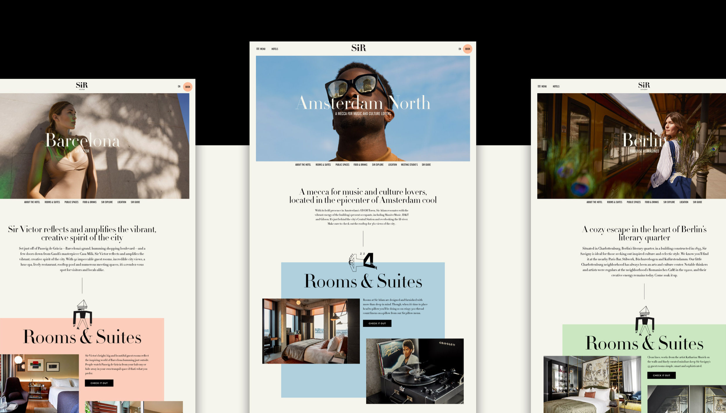 Sir Hotels - diverse screenshots Amsterdam, Barcelona, Berlin