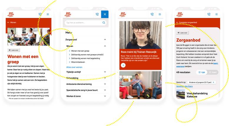 Mobiel ontwerp website Ipse de Bruggen