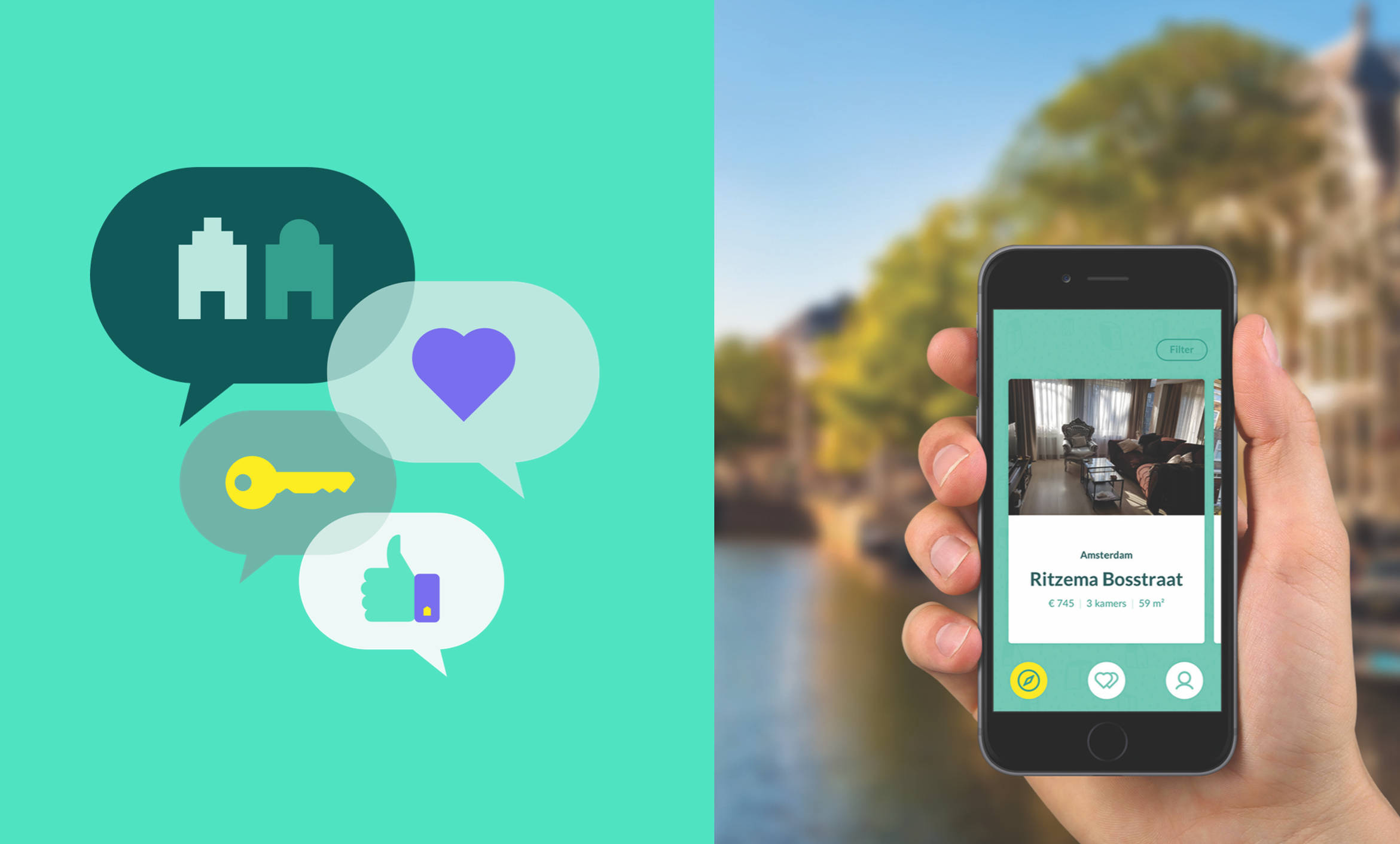 Huisjehuisje voorbeeld van de app en illustraties