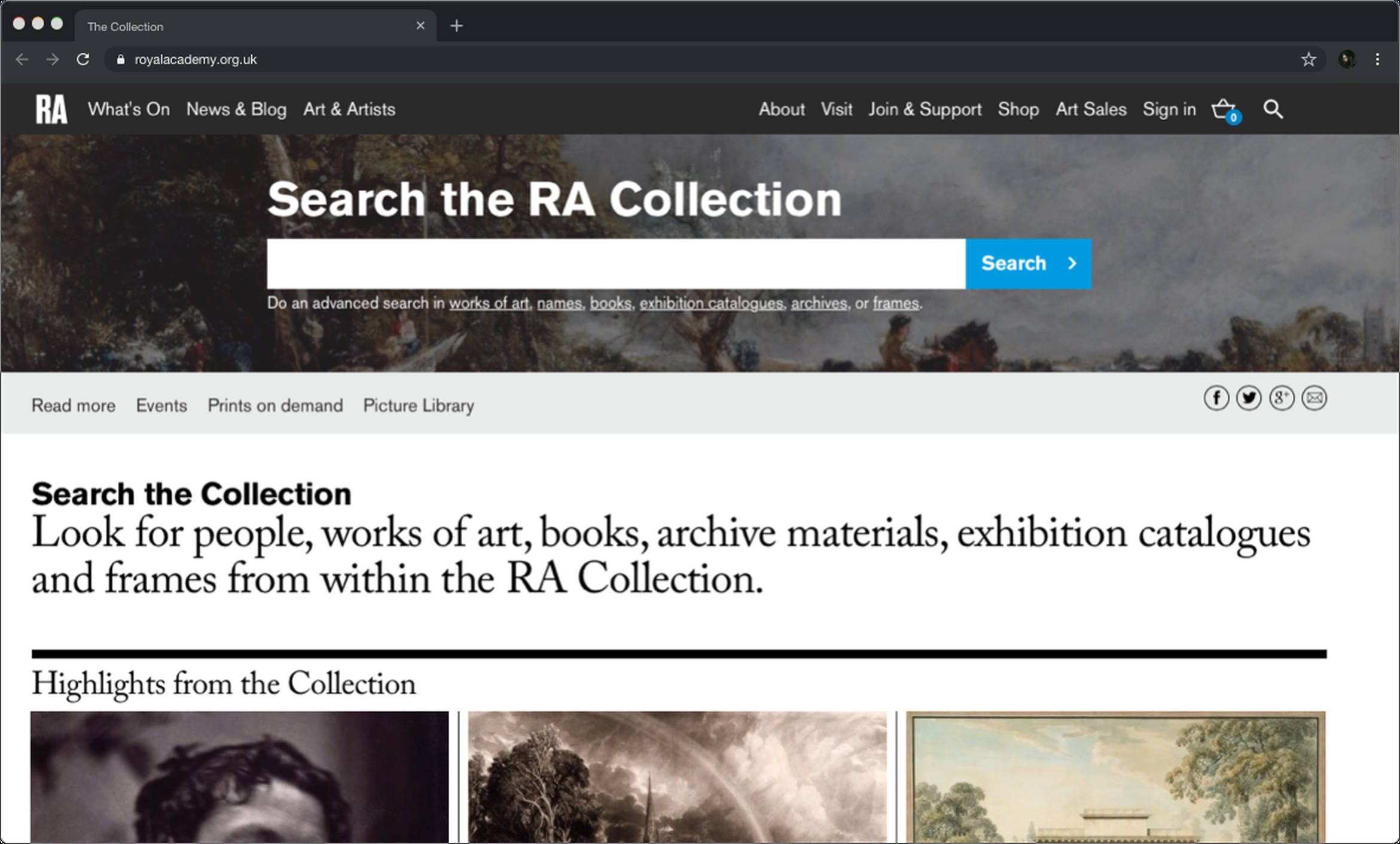 Search function Royal Academy