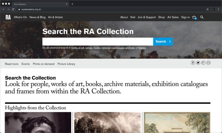 Search function Royal Academy