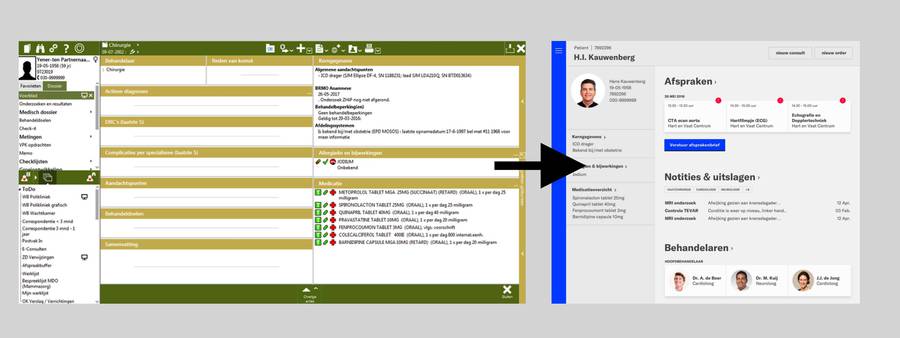 Redesign EPD, links huidig, rechts voorbeeld van redesign