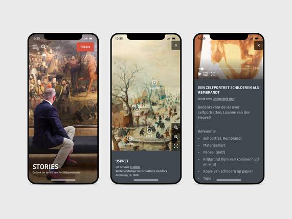 Voorbeelden mobiele site Rijksmuseum