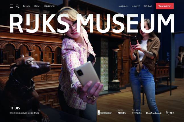 Homepage nieuwe website Rijksmuseum gemaakt door Fabrique