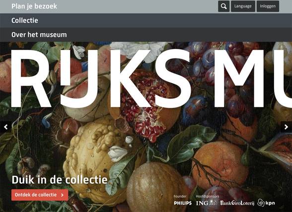Rijksmuseum homepage
