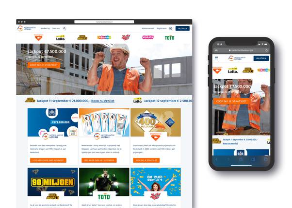Screen Nederlandse loterij mobiel en desktop