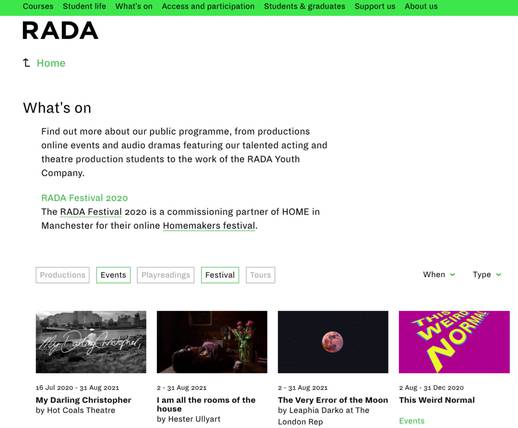 RADA page website